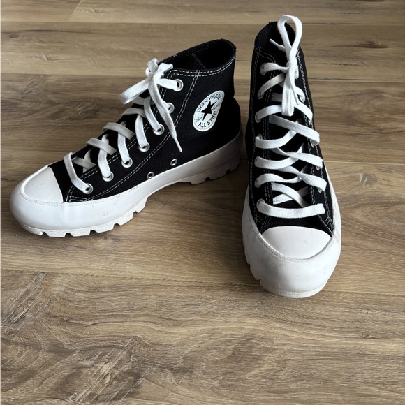 Black and White High-Top Platform Sneakers - Picture 2 of 3